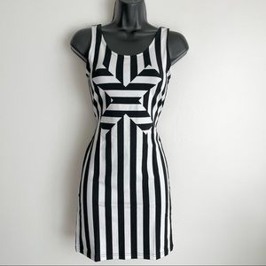 NWT H&M Divided Striped X Black White Bodycon Mini Dress S